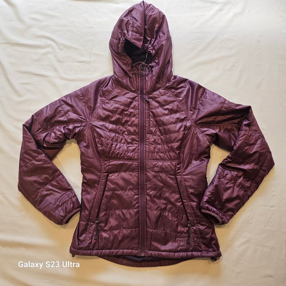 REI Puffer Jacket Women's XS Hooded Plum Lightweight Insulated Outdoor